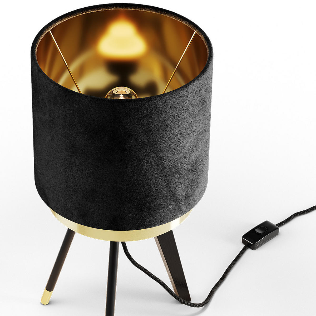 TISCHLAMPE Goldamo Schwarz 23 x 46 cm - Goldfarben/Schwarz, Metall (23/23/46cm) - Vicco