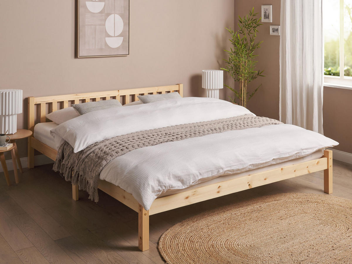 BETT mit Lattenrost 180/200 cm Braun Florac - Braun, Holz (180/200cm) - Beliani