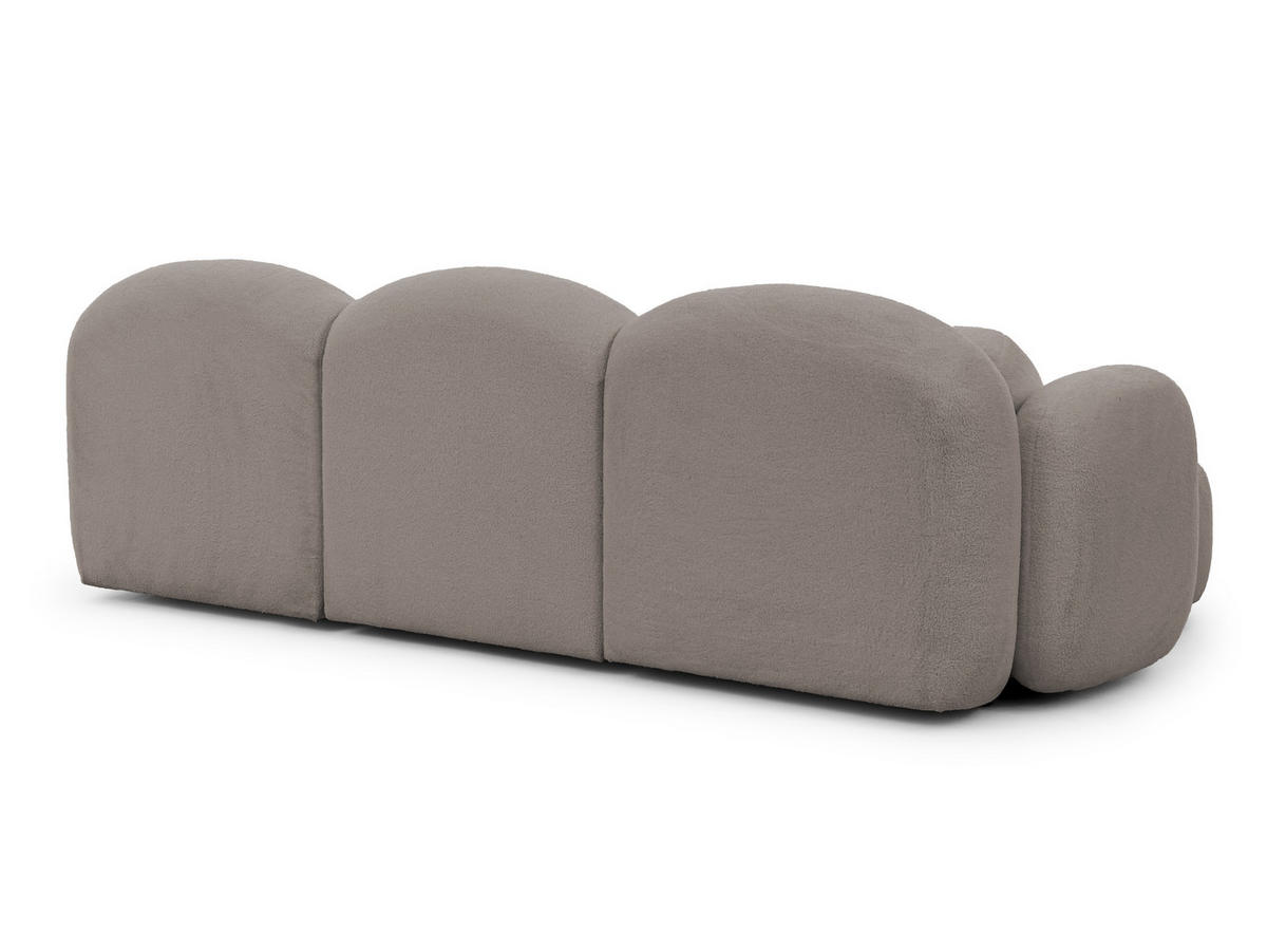 WOHNLANDSCHAFT Nuvola mit abgerundetem Design Hellgrau Bouclé-Stoff - Hellgrau/Schwarz, Holz/Kunststoff (268/80/146cm) - S-Style Möbel