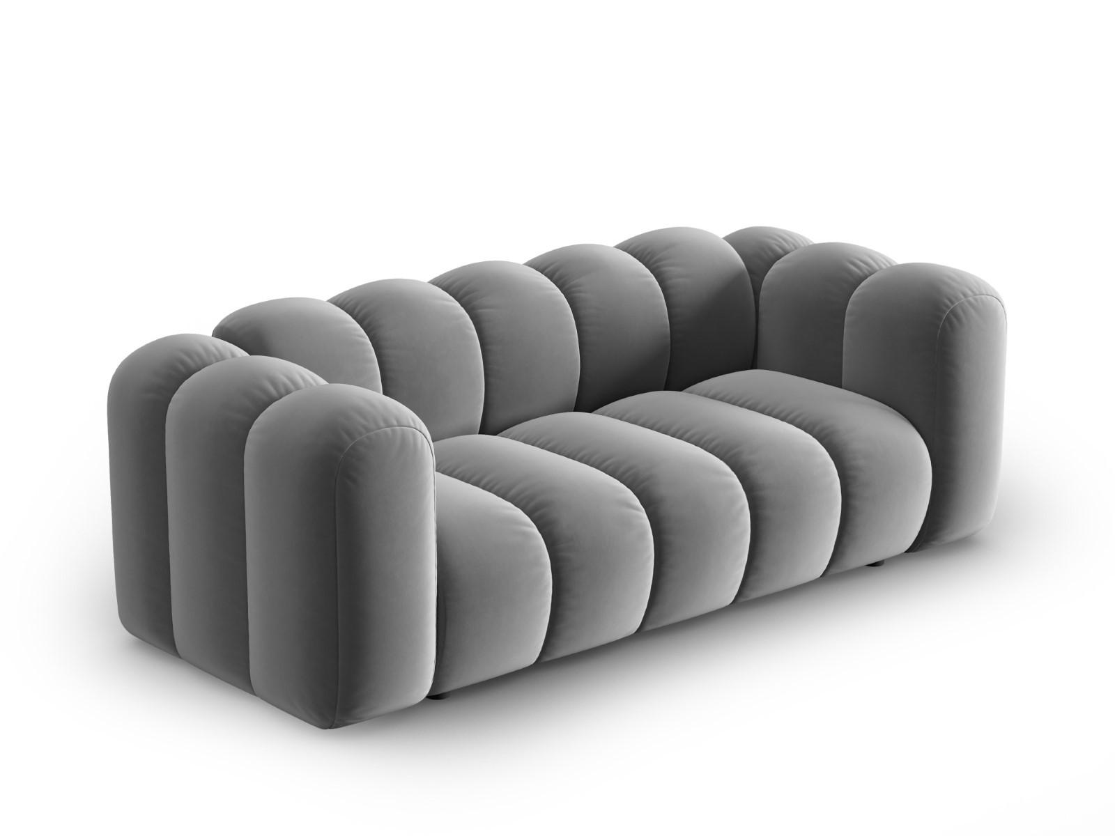 SOFA Lupine aus Samt grau 2 Sitzplätze - Grau, Textil (200/70/95cm) - Micadoni