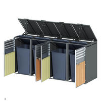 MÜLLTONNENBOX abschließbar 4 Türen Klappdeckel Lamellen - Multicolor, Metall (160/236/264cm) - FLIEKS