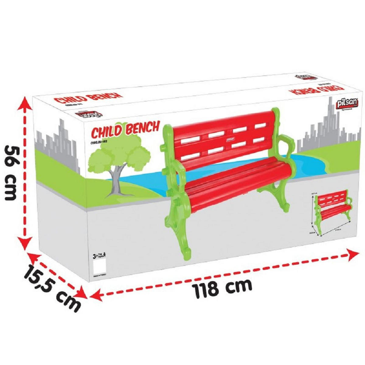KINDERBANK 6143 rot drinnen und draußen, bis 70 kg, 3-7 Jahre, Garten und Haus, Kunststoff - Rot, Kunststoff (50/73/106cm) - Pilsan