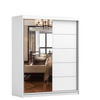 SCHWEBETÜRENSCHRANK Bono 05 mit Spiegel Weiß/Weiß 160 cm - Alufarben/Weiß, Holzwerkstoff/Metall (160/195/61cm) - imoebel24