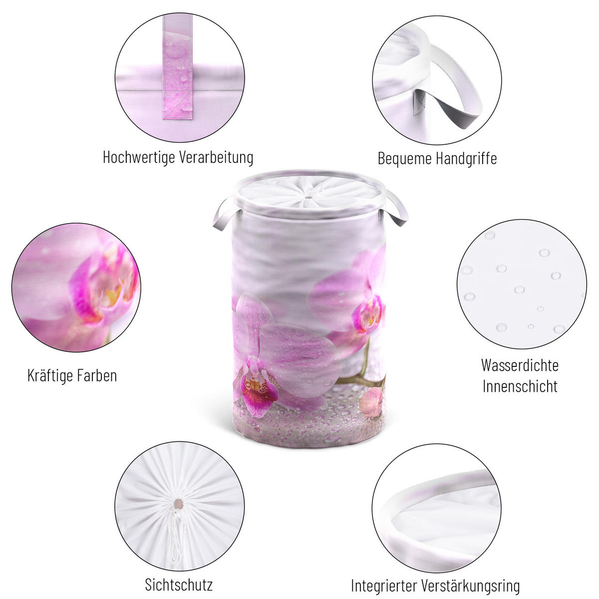 WÄSCHEKORB Blooming - Rosa, Textil (37/55/55cm) - Sanilo