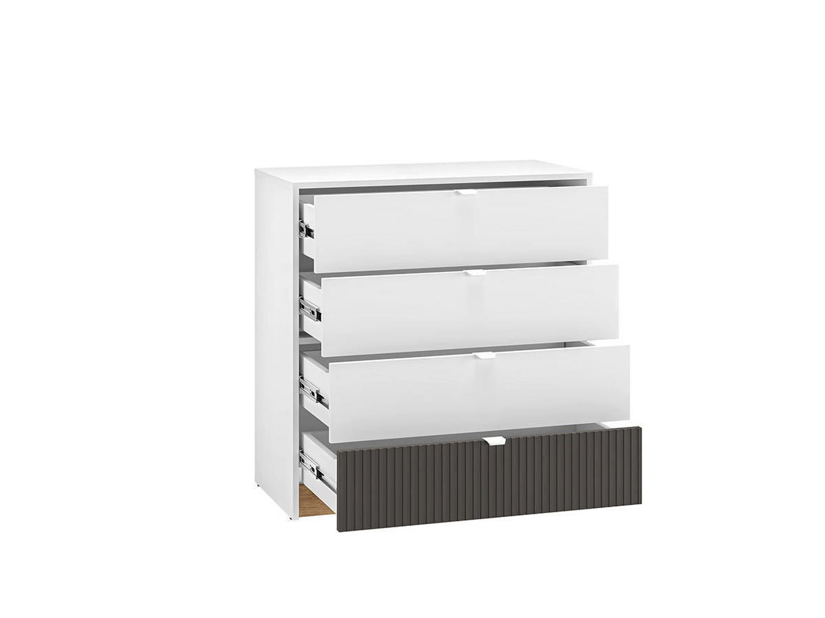 KOMMODE – 82 cm – Torino – Weiß - Weiß, Holzwerkstoff (82/86/40cm) - hi-markt