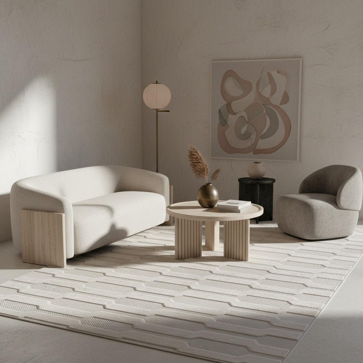 TEPPICH In-/Outdoor Kurzflor 3D-Design Look Polypropylen Balkon Creme Rechteckig 160x230 - Beige, Textil (160/230cm) - KADIMA DESIGN