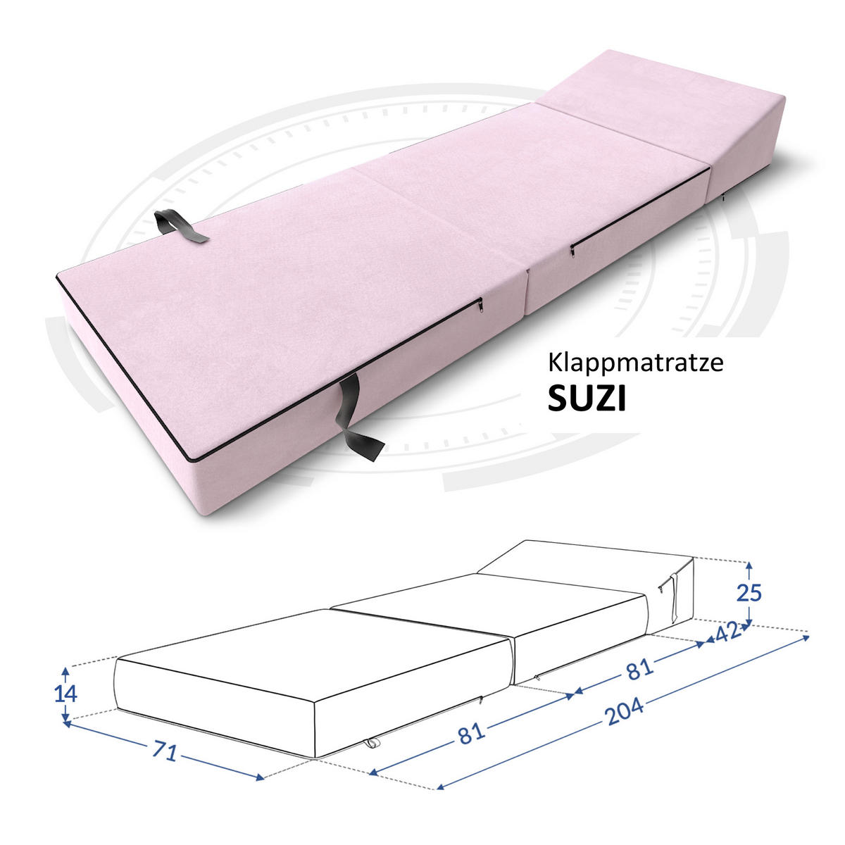 KLAPPMATRATZE SUZI - Rosa, Textil (70/200cm) - FDM
