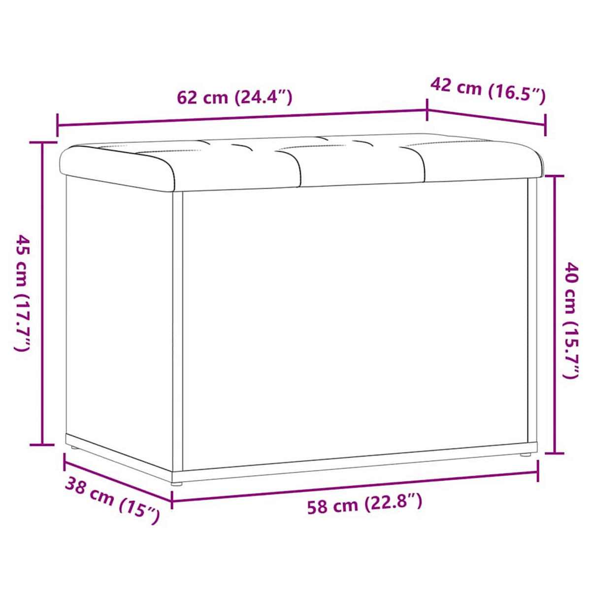 SITZBANK Mit Stauraum Altholz-Optik 62/42/45 Cm Holzwerkstoff - Dunkelbraun, Holzwerkstoff (42/45/62cm) - vidaXL