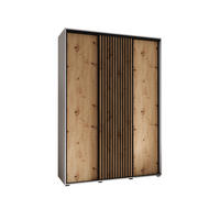 SCHWEBETÜRENSCHRANK 235,2/180/45 3-türig - Schwarz/Eiche Artisan, Holz/Metall (180/235/45cm) - Abiks Möbel