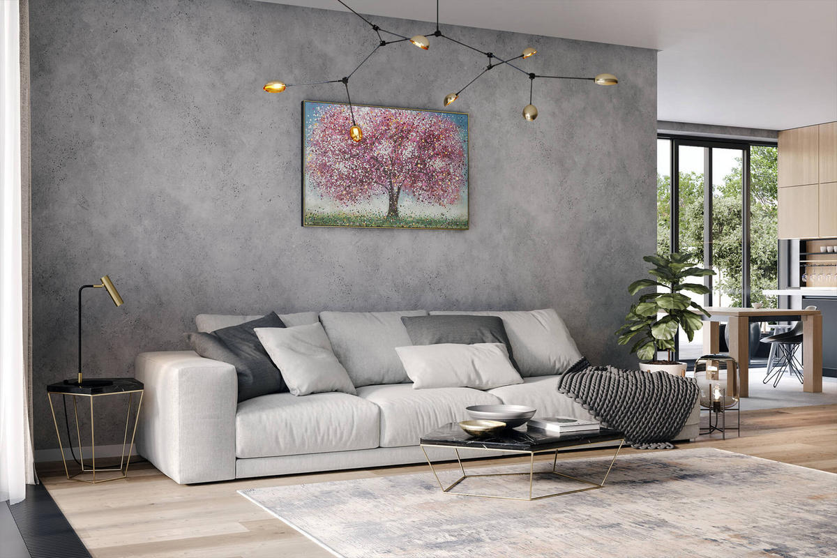 ÖLGEMÄLDE 120/80 cm - Blau/Pink, Holz/Textil (120/80cm) - KUNSTLOFT