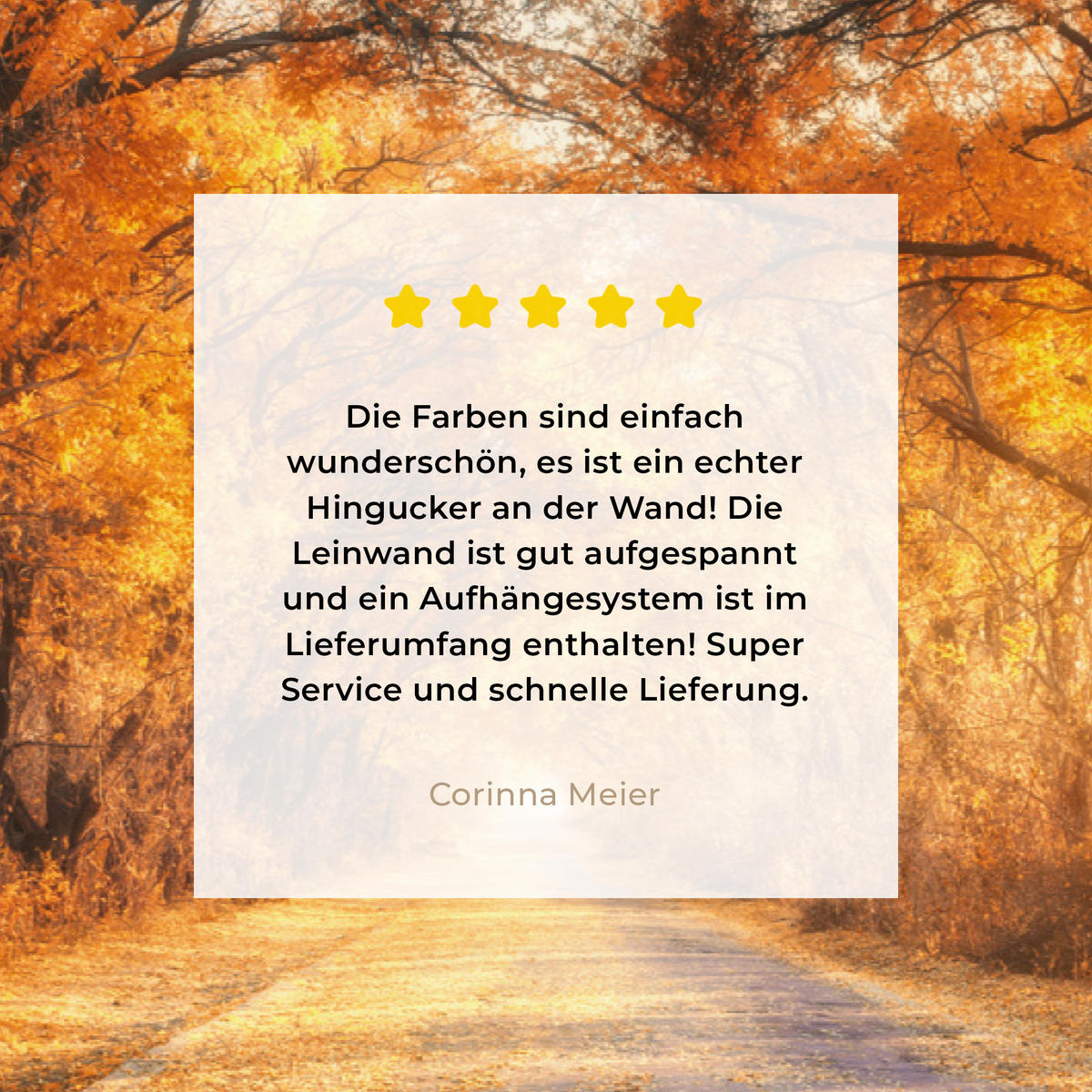 LEINWANDBILD Wald - Herbst - Bäume - Waldweg - Natur Groß 140x90 cm - Bernsteinfarben, Textil (140/90cm) - MuchoWow