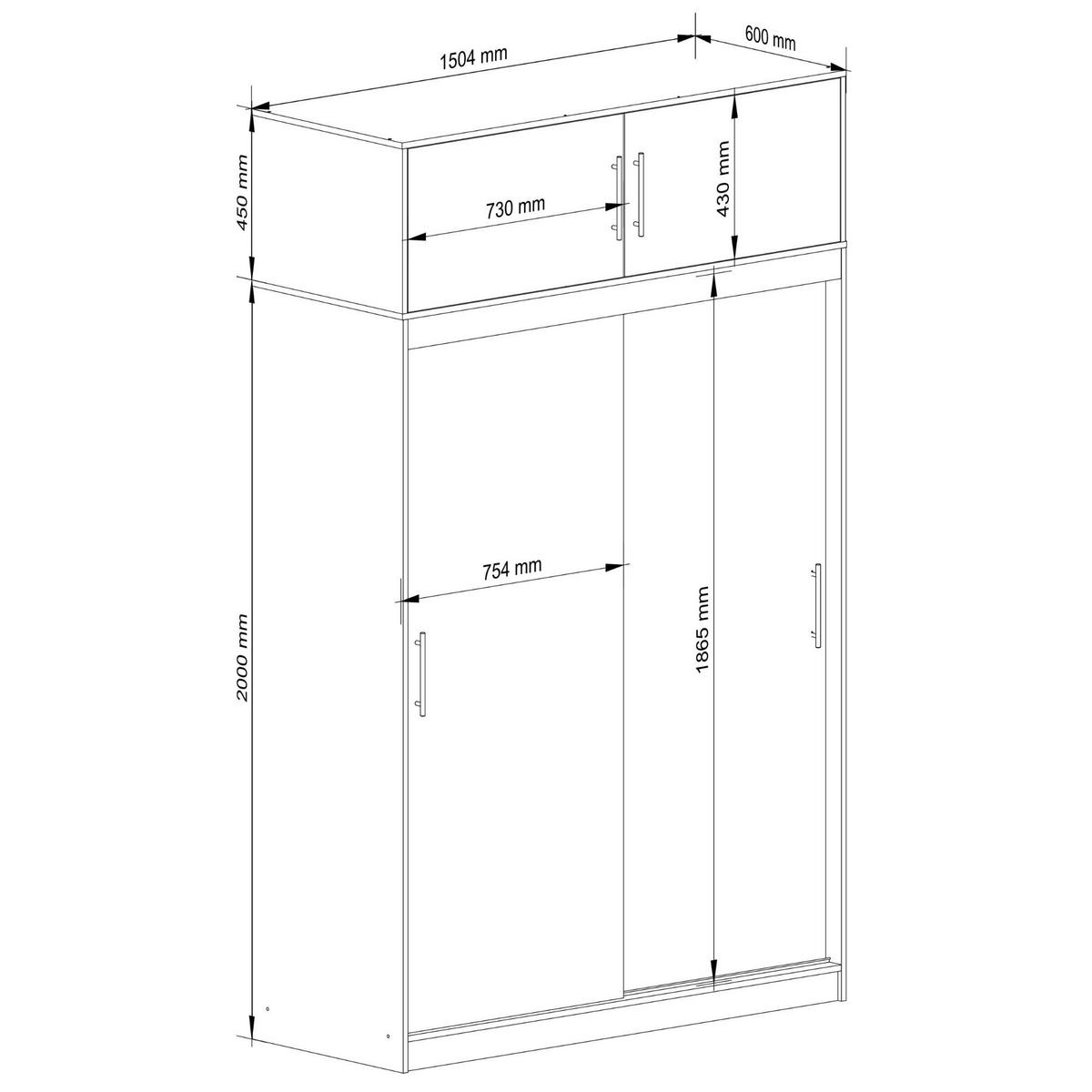 KLEIDERSCHRANK Eiche Sonoma, Weiß 245/150/60 - Weiß/Sonoma Eiche, Holzwerkstoff (150/245/60cm) - RAUMHIRSCH FURNITURE