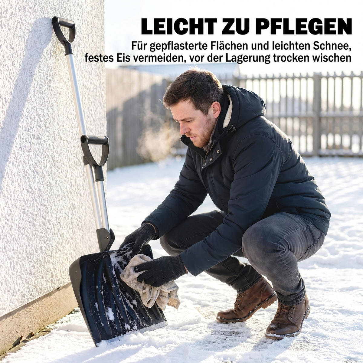 SCHNEESCHIEBER Aluminium Kunststoff Schwarz - Schwarz, Metall (37/135/45cm) - Outsunny