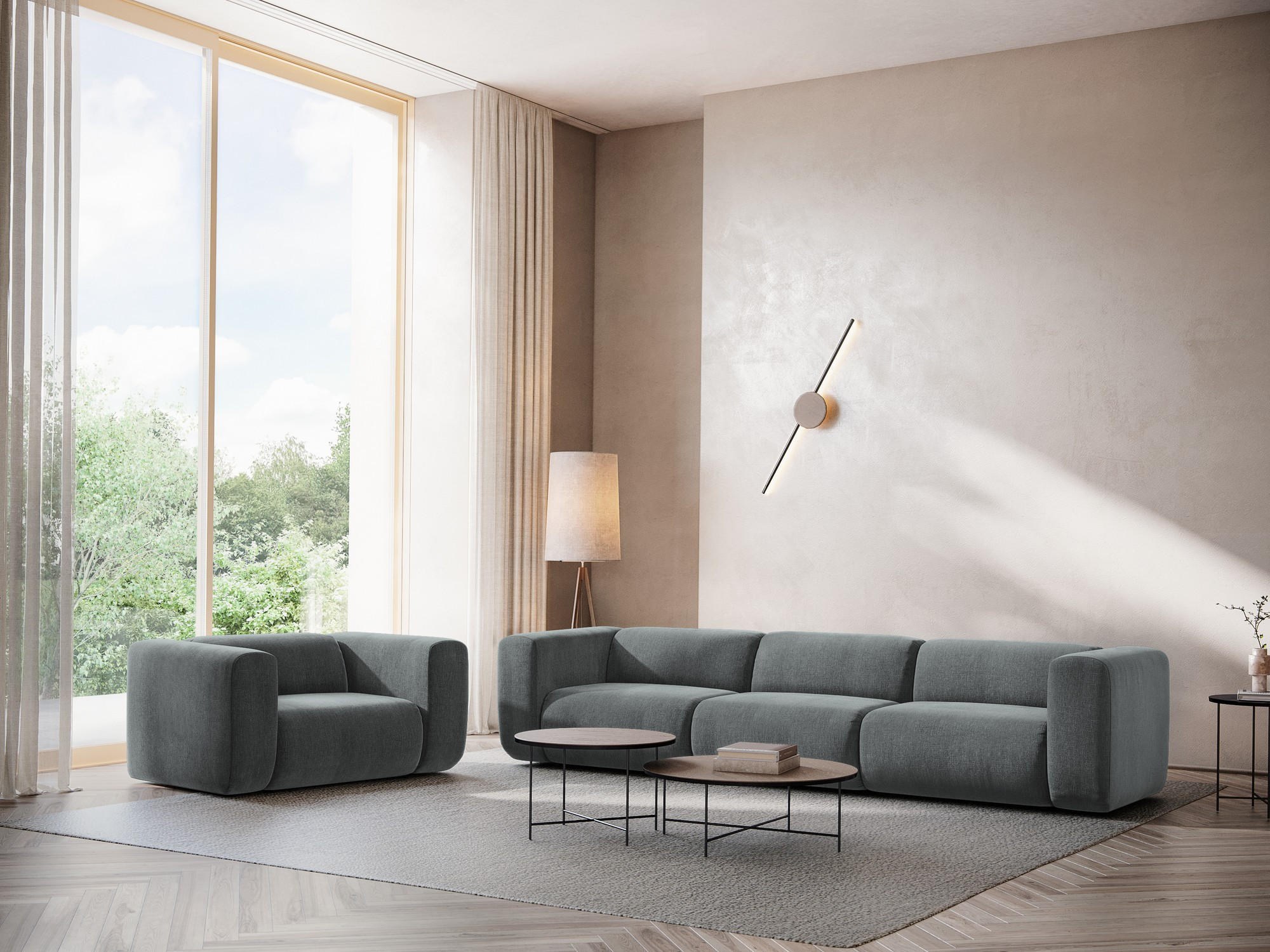 Thumbnail - Makamii Sofaelement, Graphit, Textil, 1-Sitzer, Füllung: Schaumstoff, 147x70x89 cm, Made in EU, Wohnzimmer, Sofas & Couc...