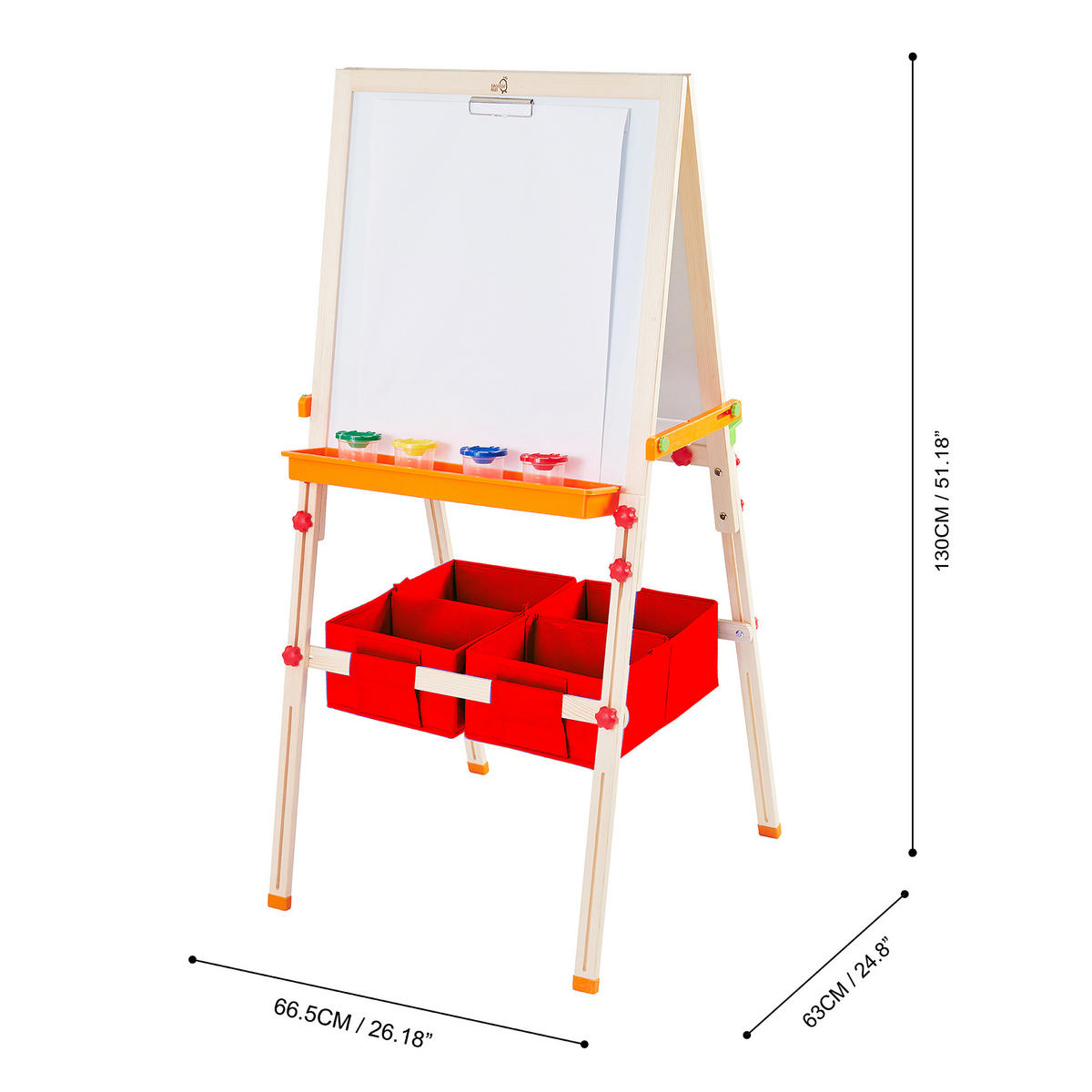 KINDER STAFFELEI HOLZ Kleine Künstler Vangogh, Rot, 130cm - Rot, Holz (67/130/63cm) - Teamson Kids