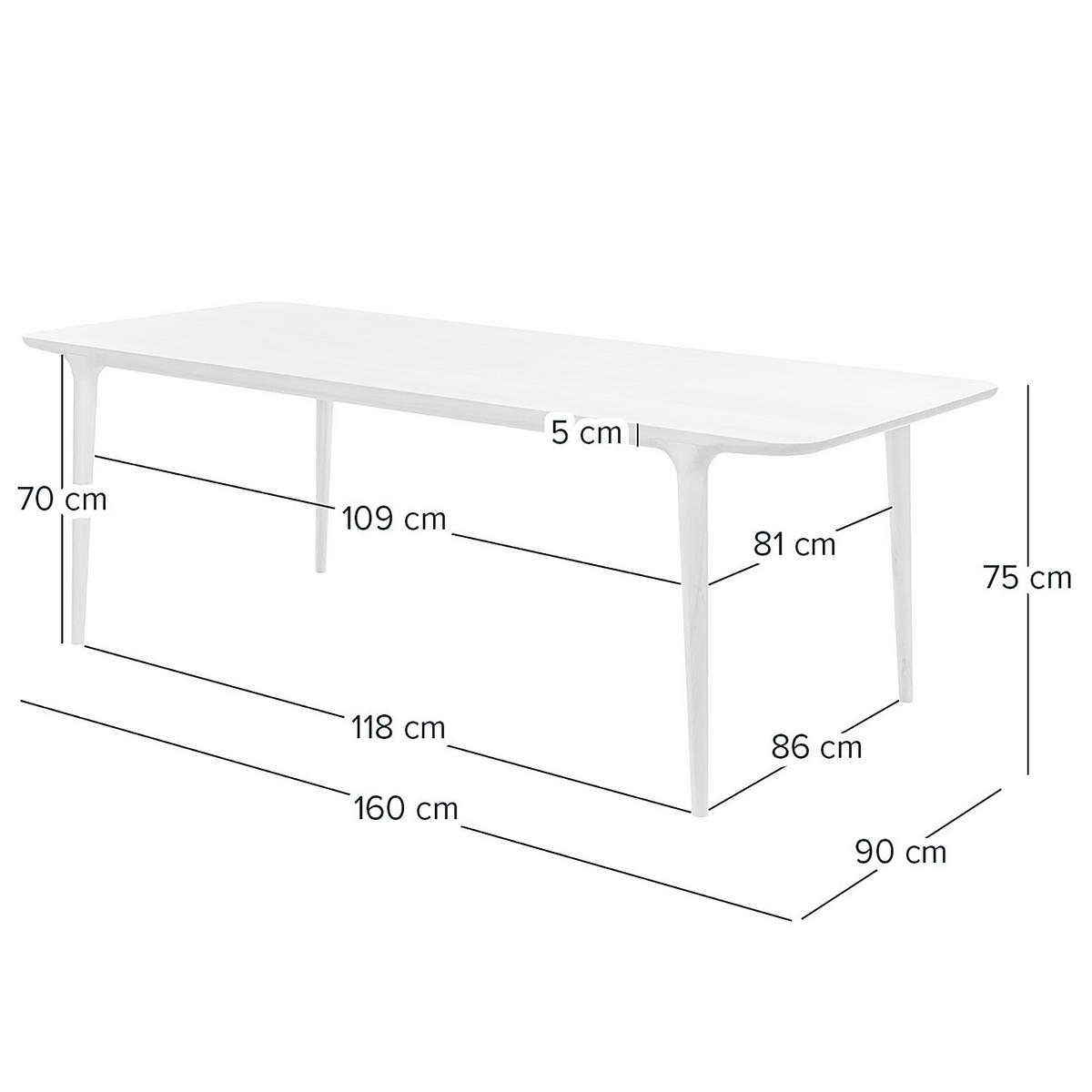 ESSTISCH - Eiche massiv - Eichefarben, Holz (90/160/75cm) - home24