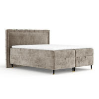 BOXBETT Monpelli Beige 180/200 cm mit Matratze und Topper - Beige/Schwarz, Holz/Holzwerkstoff (180/200cm) - Maison de Reve