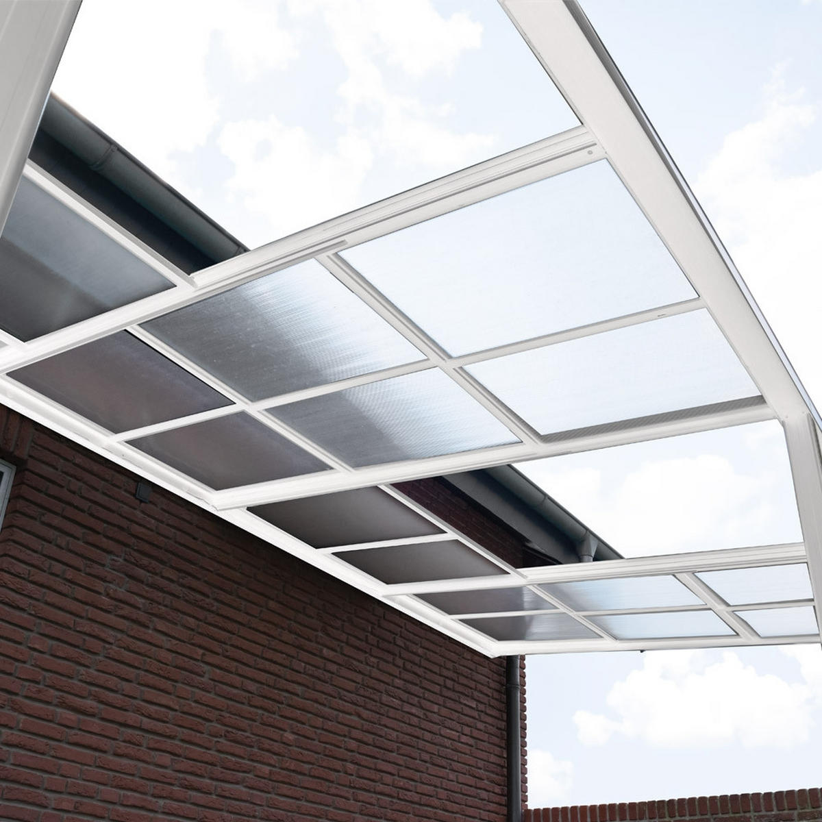 TERRASSENÜBERDACHUNG SOLIS DELUXE - Farbe: Weiß, Größe: 579 x 295 x 233 / 272 cm - Weiß, Kunststoff (579/272/295cm) - Home Deluxe