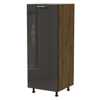 VORRATSSCHRANK Essen Graphit Hochglanz / Eiche Artisan Matt 60 / 59 / 154cm - Graphitfarben/Eiche Artisan, Holz/Holzwerkstoff (60/154/59cm) - Feldmann-Wohnen