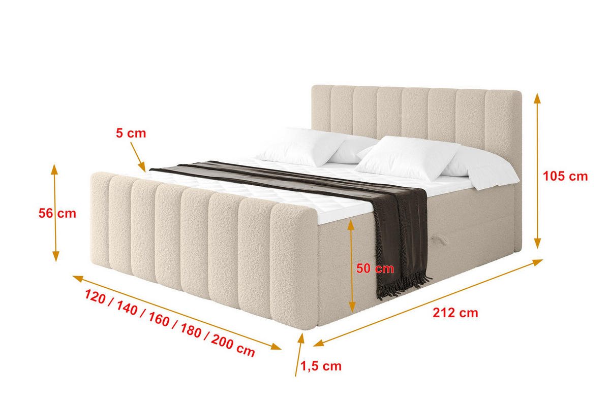 KONTINENTÁLNÍ POSTEL s matrací H3 - OTTA-Z - 120x200 cm Tmavě béžová - kapučínová, kompozitní dřevo (120/200cm) - ALTDECOR