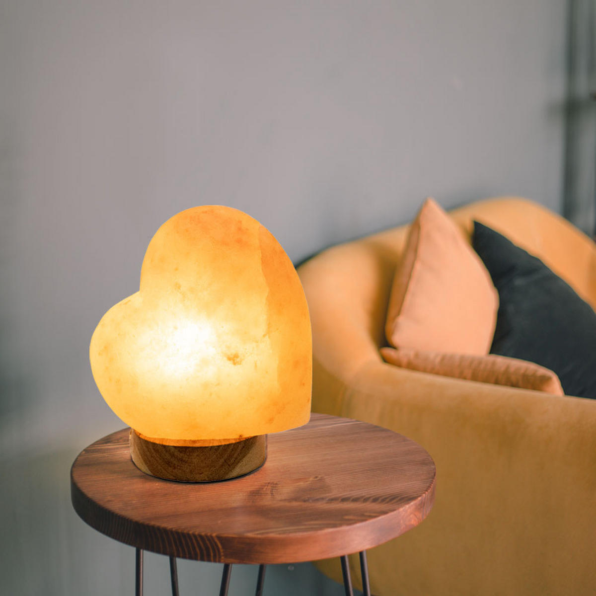 TISCHLEUCHTE STONE Holz Orange - Orange, Holz (17.8/11.4/19cm) - Globo Lighting