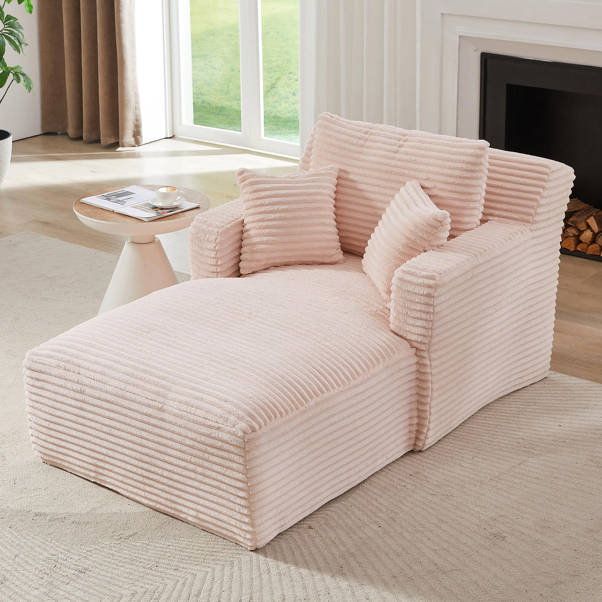 RELAXSESSEL aus Cord Modulare Chaiselongue & ohne Montage - Rosa, Textil (33/127/33cm) - Urban Meuble