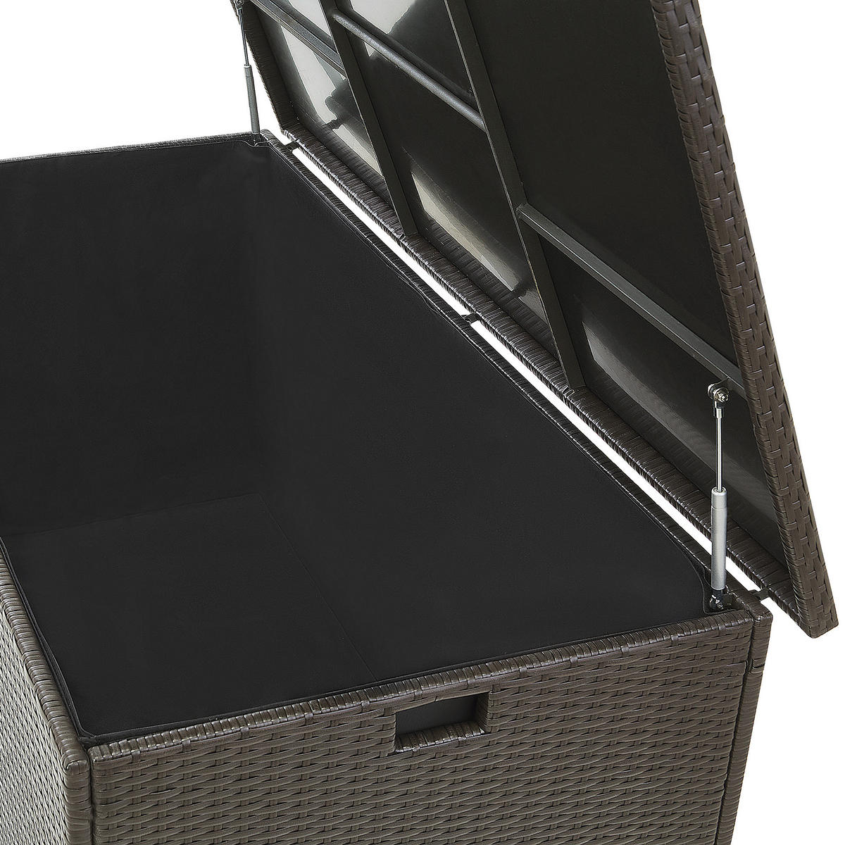 AUFLAGENBOX Rattan braun 155/75 cm Modena - Schwarz/Braun, Kunststoff (155/80/75cm) - Beliani