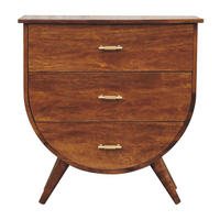 KOMMODE Agra, 3 Schubladen, Nordische Beine - Kastanienfarben/Messingfarben, Holz/Metall (70/73/35cm) - Artisan Furniture