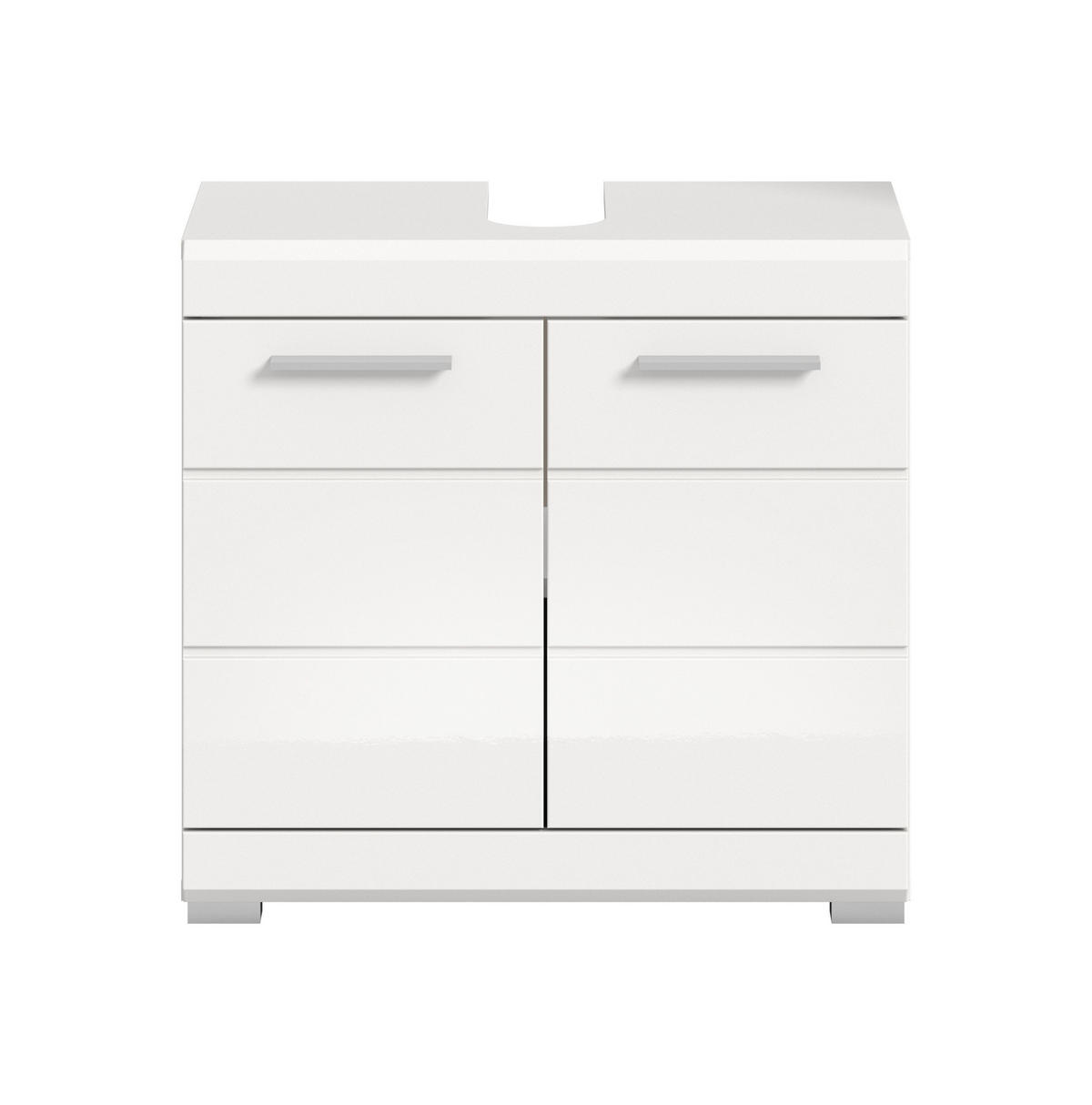 WASCHBECKENUNTERSCHRANK Scout Bad in weiß Nachbildung und weiß hochglanz B/H/T: 60x56x34 cm - Weiß, Holz (60/56/34cm)