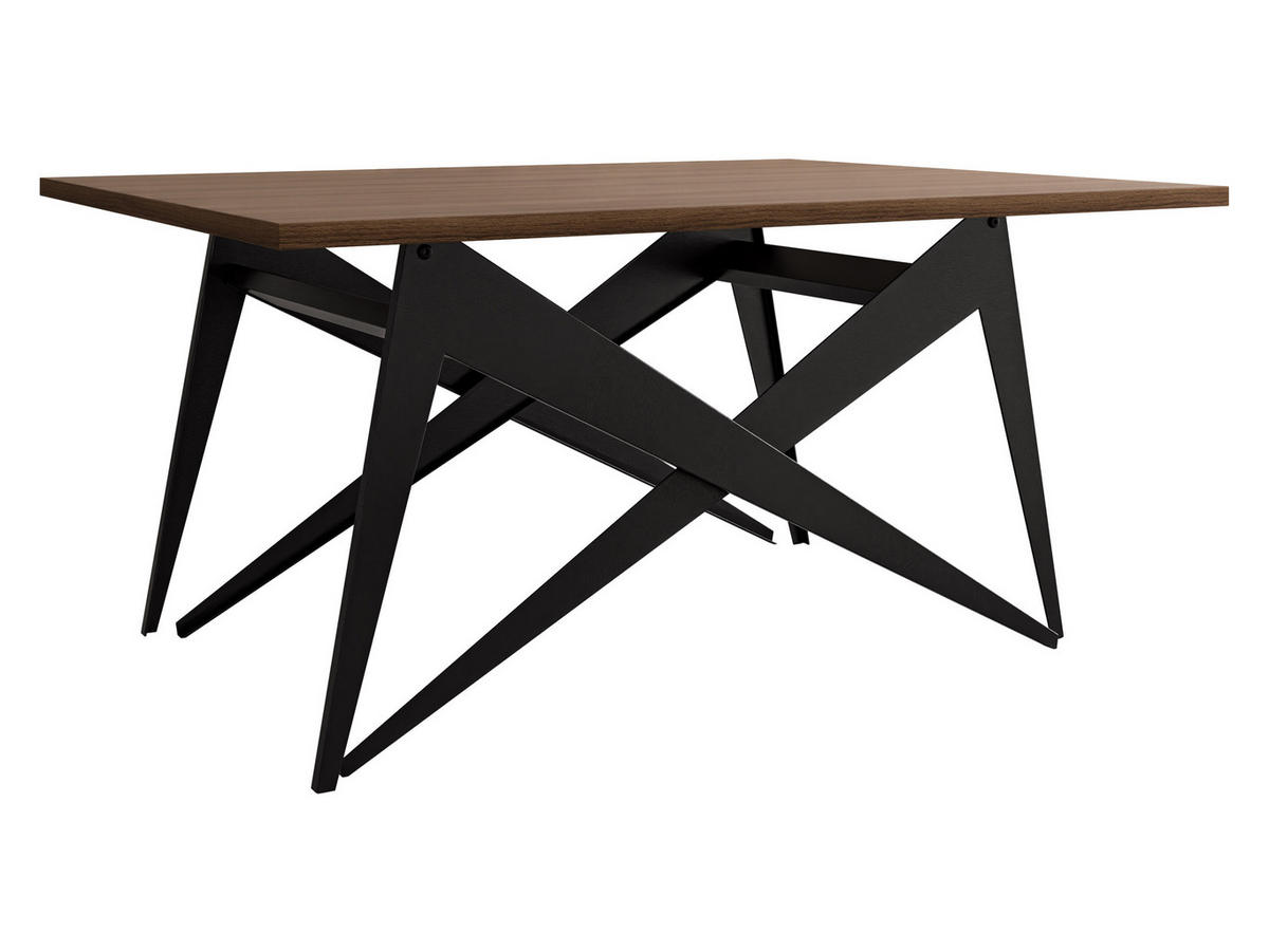 2-IN-1 COUCHTISCH UND ESSTISCH Xena - Nussbaumfarben/Schwarz, Holzwerkstoff/Metall (70/90/45cm) - MIRJAN24