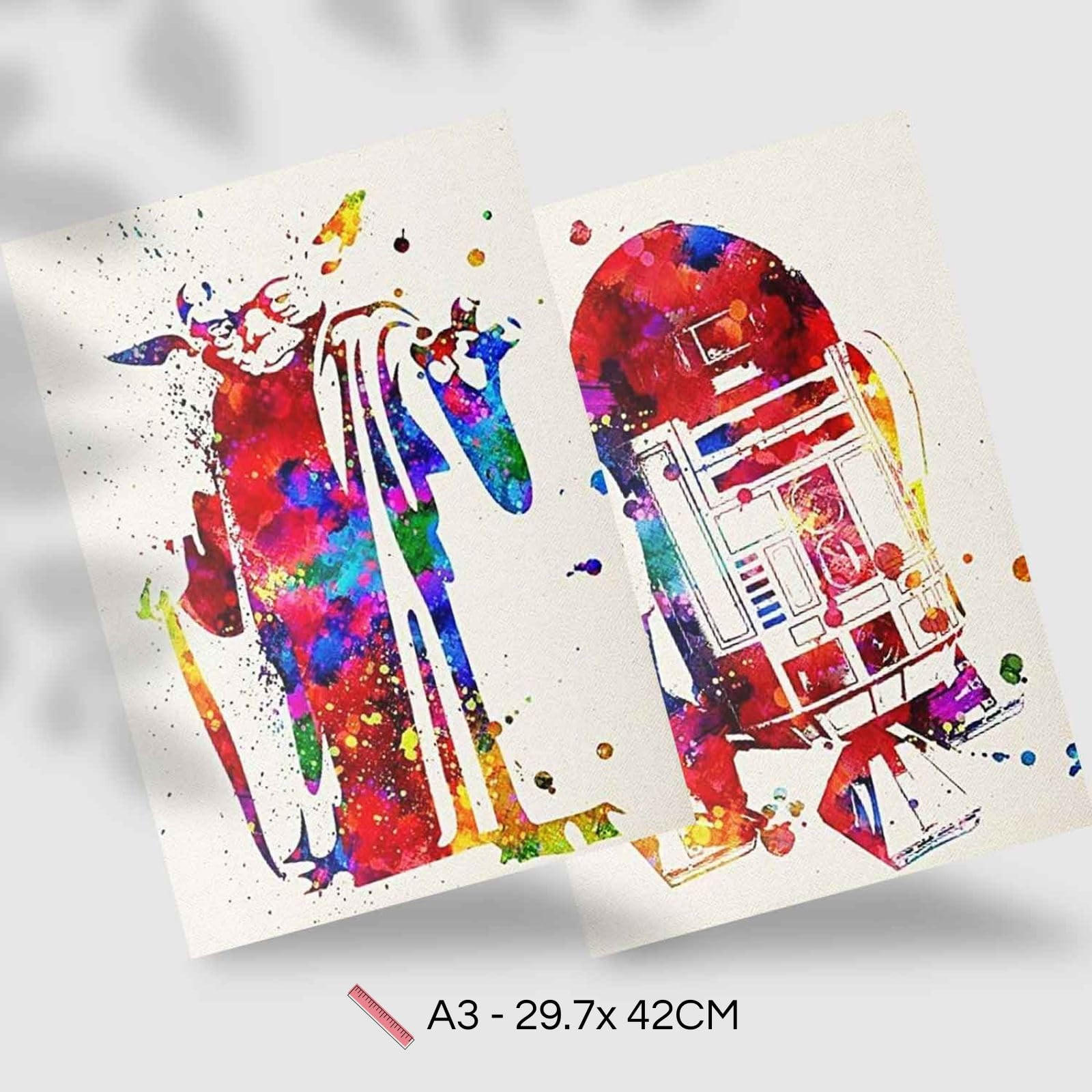 POSTER Set Mit 6 Star Wars Aquarell Illustrationen Klassischer A3 & A4 Rahmenlos - Klar, Papier (29/3cm) - Nacnic