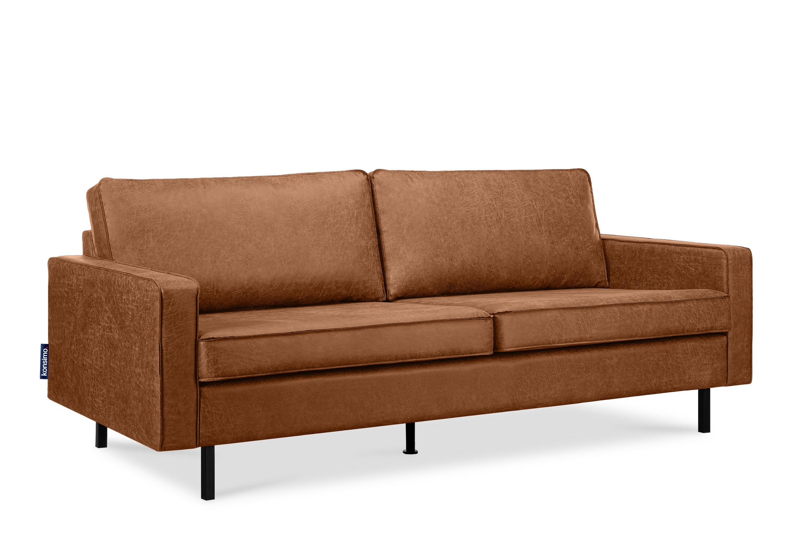 3-SITZER-SOFA INVIA Klassische-Stil mit Armlehnen, Lederoptik-Stoff, rot - Rot/Schwarz, Textil (209/87/98cm) - KONSIMO®
