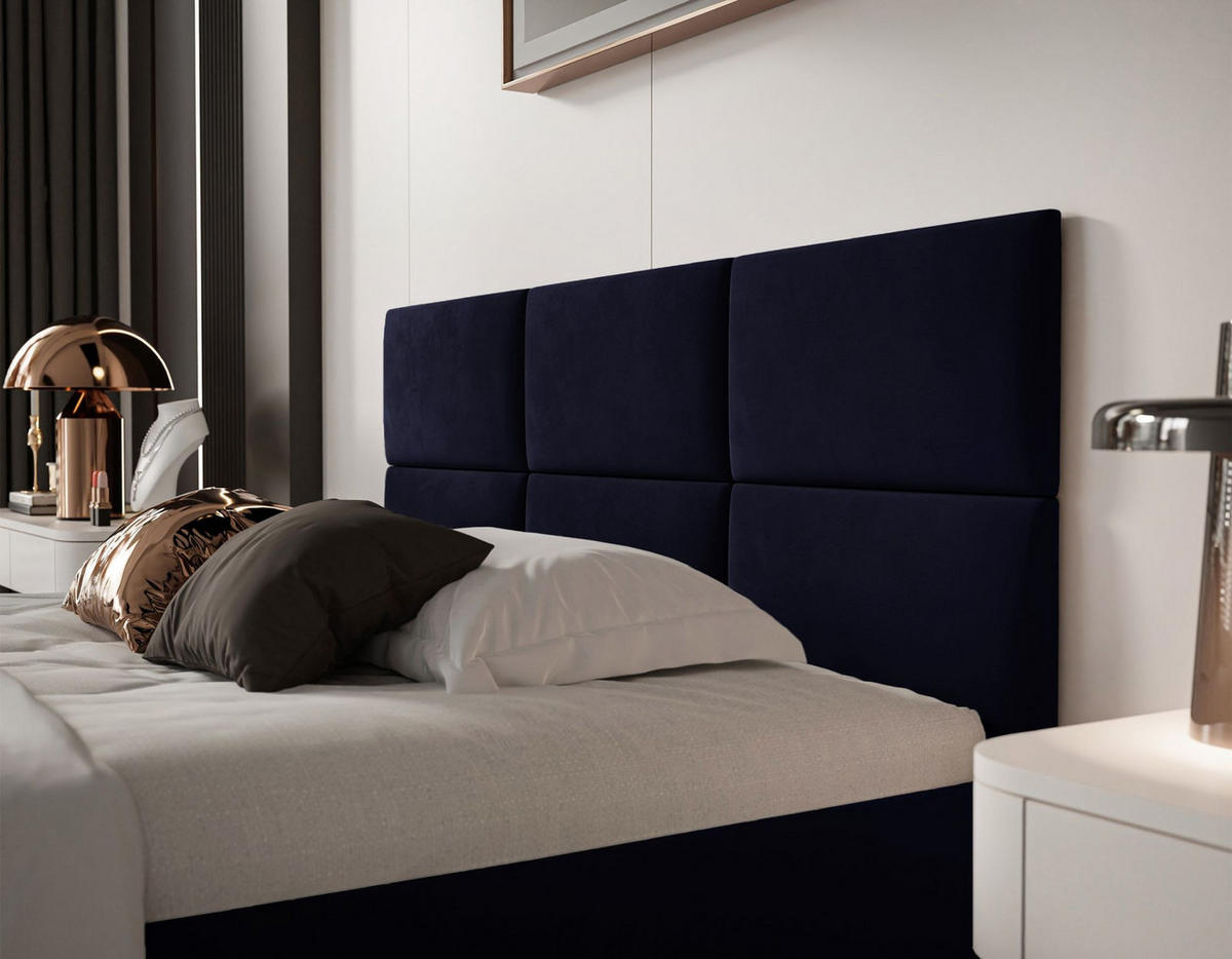 POLSTERBETT Nestio Marineblau Samt 140x200 cm - Dunkelblau, Kunststoff/Textil (140/200cm) - Selsey