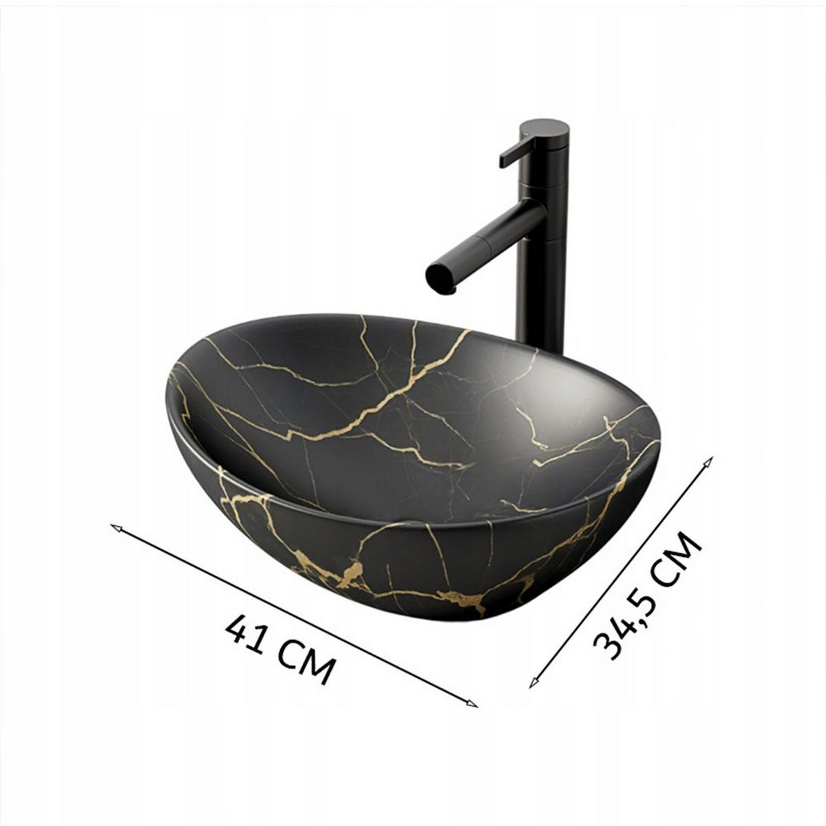 WASCHBECKEN, schwarz 41/34,5/15 cm - Schwarz, Keramik (41/15/34.5cm)