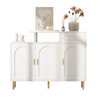 SIDEBOARD in Weiß Schuhschrank mit 3 Türen, 1 Schublade & Metallgriffen, auf Metallfüßen,B120/T35/H92cm - Goldfarben/Weiß, Holzwerkstoff/Metall (120/92/35cm) - STILVORA