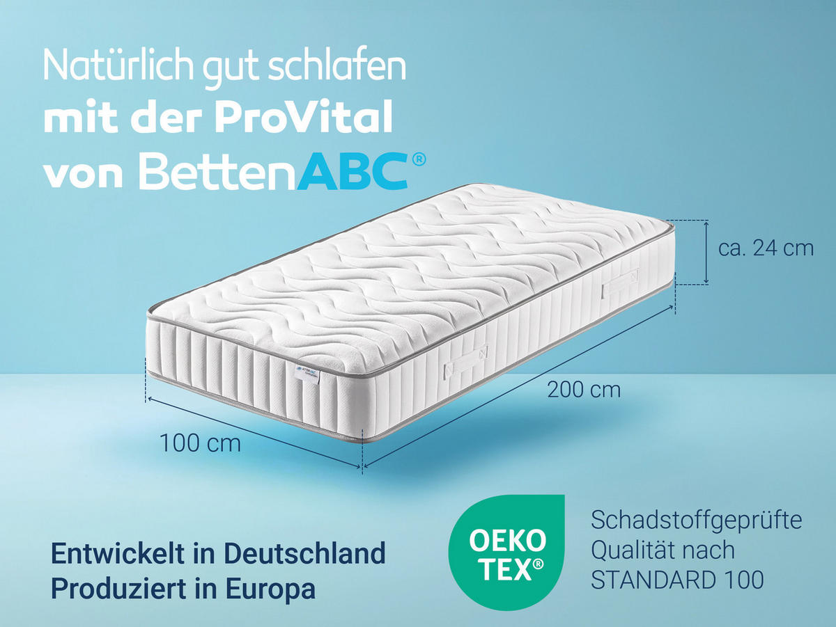 TASCHENFEDERKERNMATRATZE ProVital, Größe: 100x200 - Weiß, Textil (100/200cm) - Betten-ABC