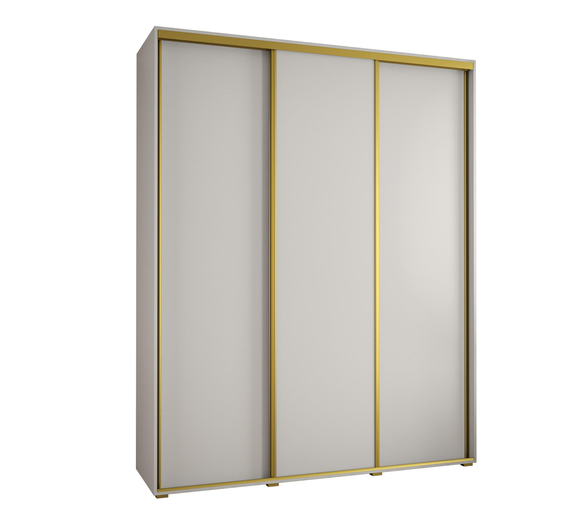 Abiks Möbel Schwebetürenschrank Weiß, Weiß, Gold 190x235x60 cm