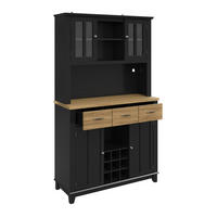 KÜCHENBUFFET mit LED-Beleuchtung, Glaselementen und verstellbaren Einlegeböden, 106 x 40 x 179,5 cm, Schwarz, MDF - Schwarz, Holzwerkstoff (106/179.5/40cm) - SONNENH