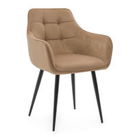 STUHL GALLO gespolstert mit Steppung - beige - Samt Velours - Beige/Schwarz, Textil/Metall (58/88/58cm) - NEW HOME
