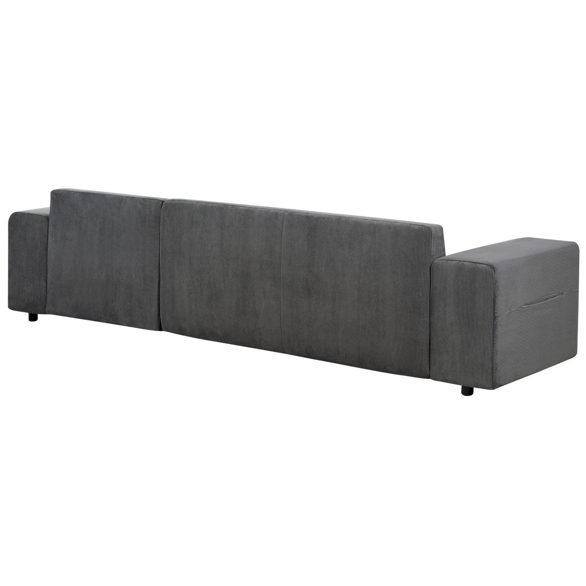 3-SITZER-ECKSOFA Cord dunkelgrau rechtsseitig mit Schlaffunktion Stauraum Luspa - Schwarz/Grau, Textil (294/130cm) - Beliani