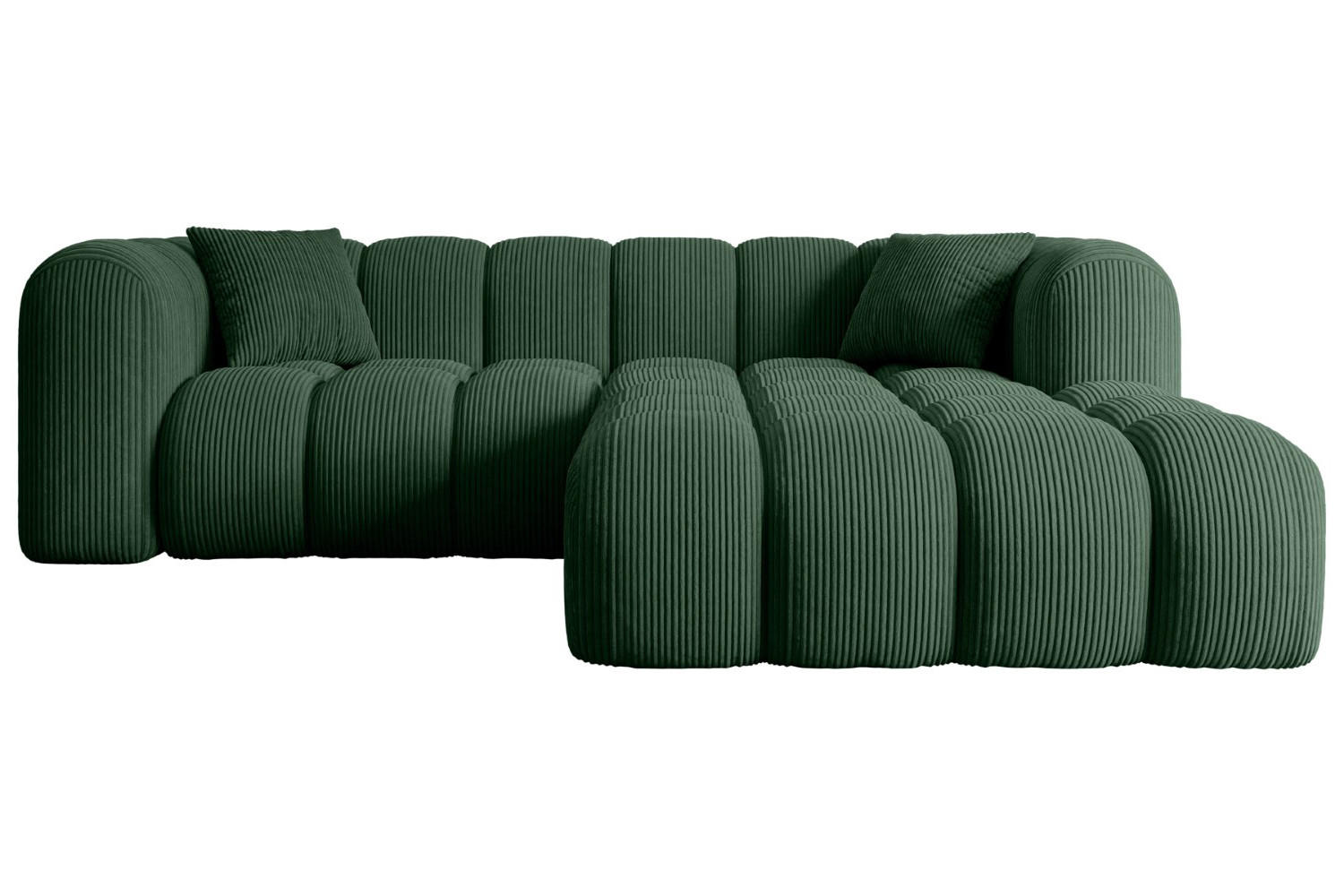 ECKSOFA Ottomane Rechts OLEA-L1 - 231x173x74 cm Grün Cord - Schwarz/Grün, Holzwerkstoff/Kunststoff (231/173cm) - ALTDECOR