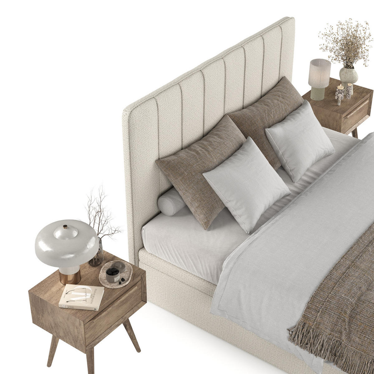 POLSTERBETT Vienna mit Stauraum 120/200 cm Hellbeige im Alta Stoff - Sandfarben/Schwarz, Holz/Holzwerkstoff (120/200cm) - AltaBeds