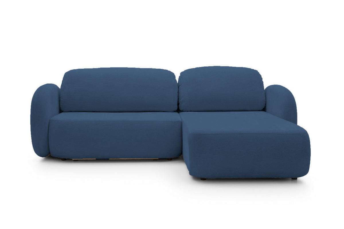 ECKSOFA OLIO L-Form Schlaffunktion mit Bettkasten, lose Rückenkissen, freistehend, RECHTS 248x174 cm Blue - Blau, Holz/Textil (248/174cm) - DomoHome