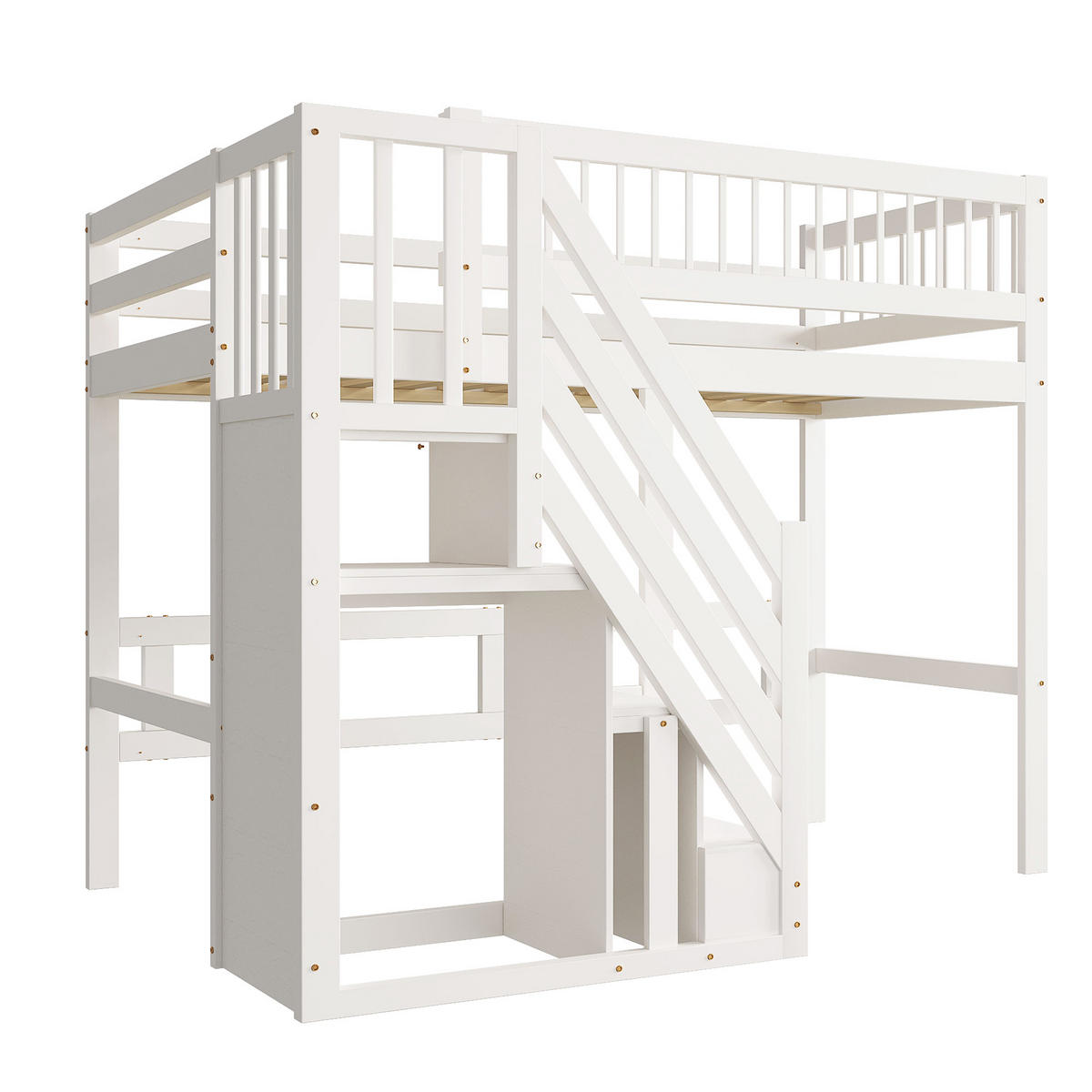 HOCHBETT 90/200 cm weiß aus Holz mit Aufbewahrungstreppe - Weiß, Holzwerkstoff (90/200cm) - OKWISH