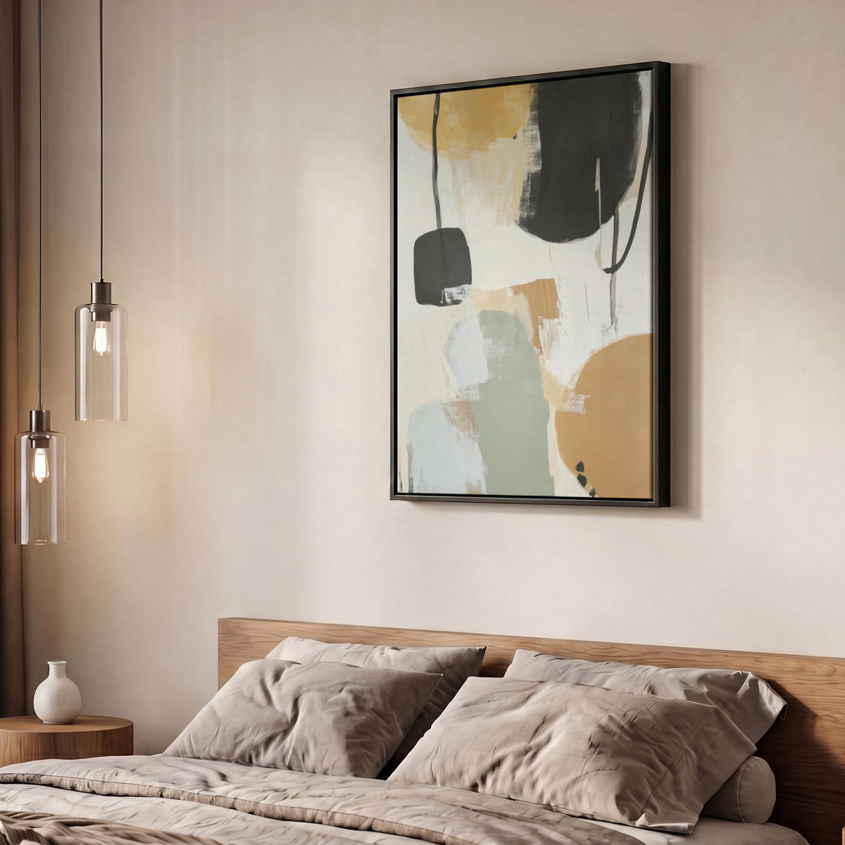 LEINWAND Bilder mit Rahmen - Farbe - Abstrakt - Farben - 50x70 - Currygelb, Textil (50/70cm) - MuchoWow
