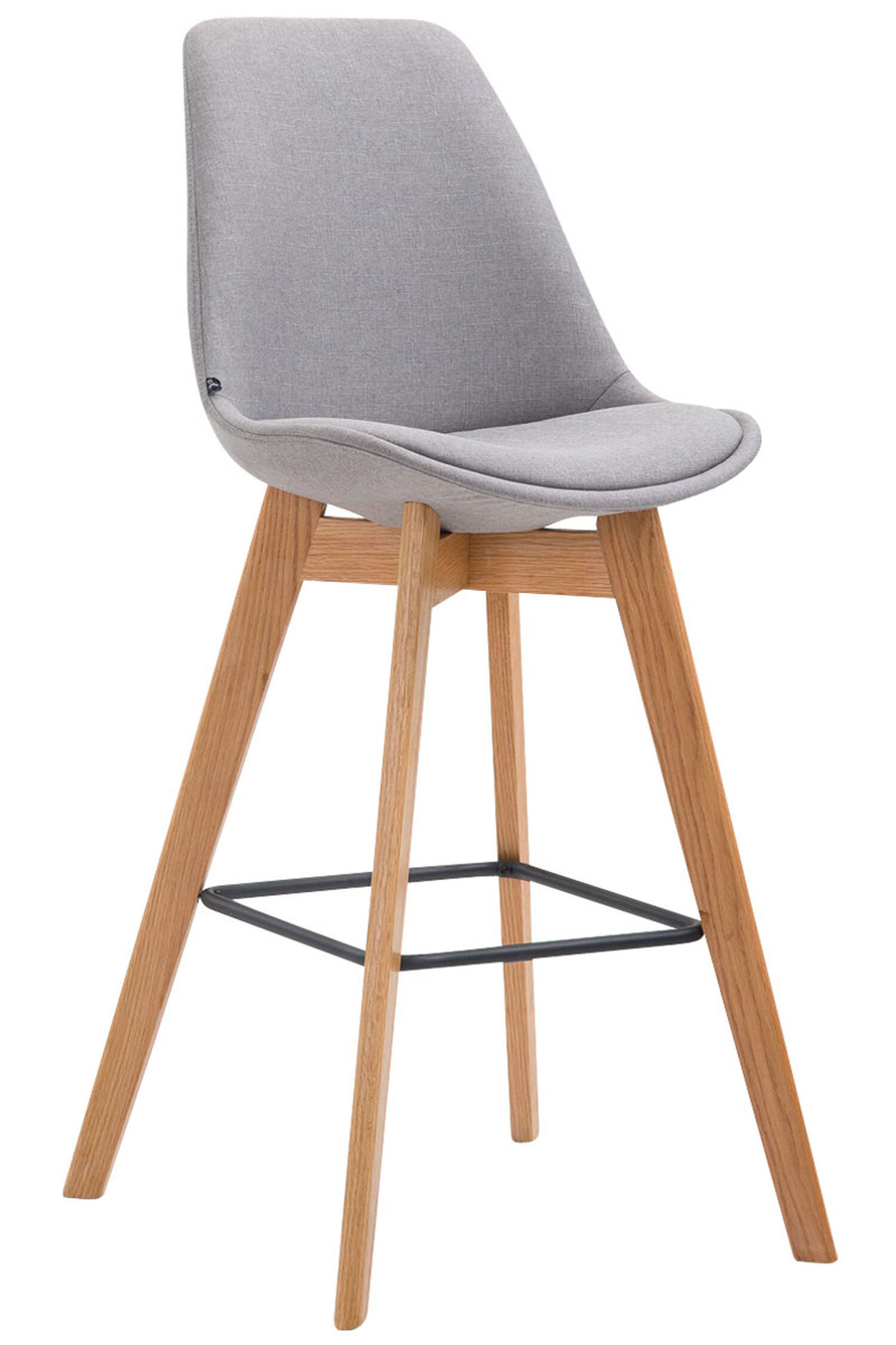 BARHOCKER Medoc, Gestell Natura, Stoff Grau - Naturfarben/Grau, Holz/Textil (48/100/56cm) - TPFLiving