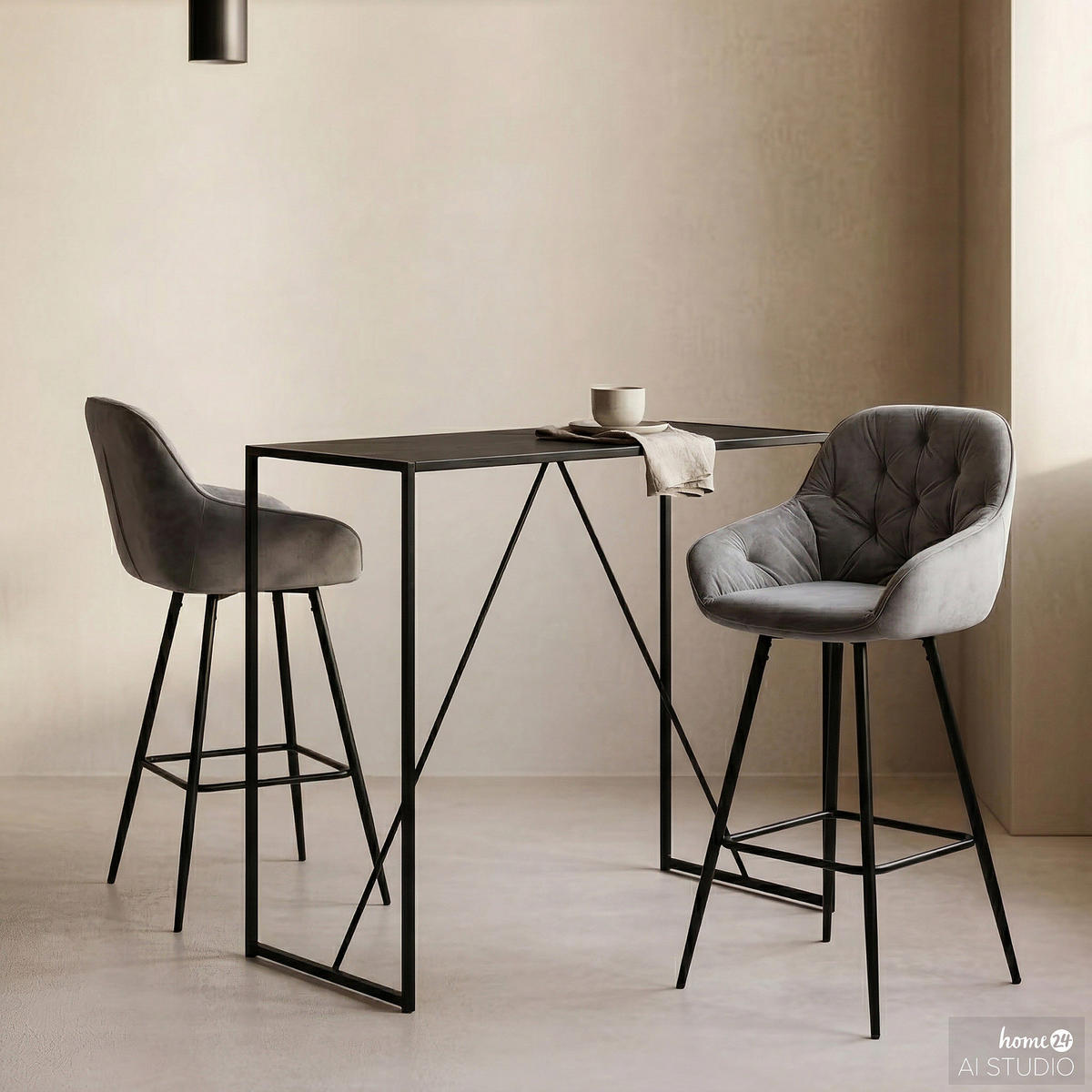 BARSTUHL - Grau, Textil/Metall (52/107/55cm) - home24