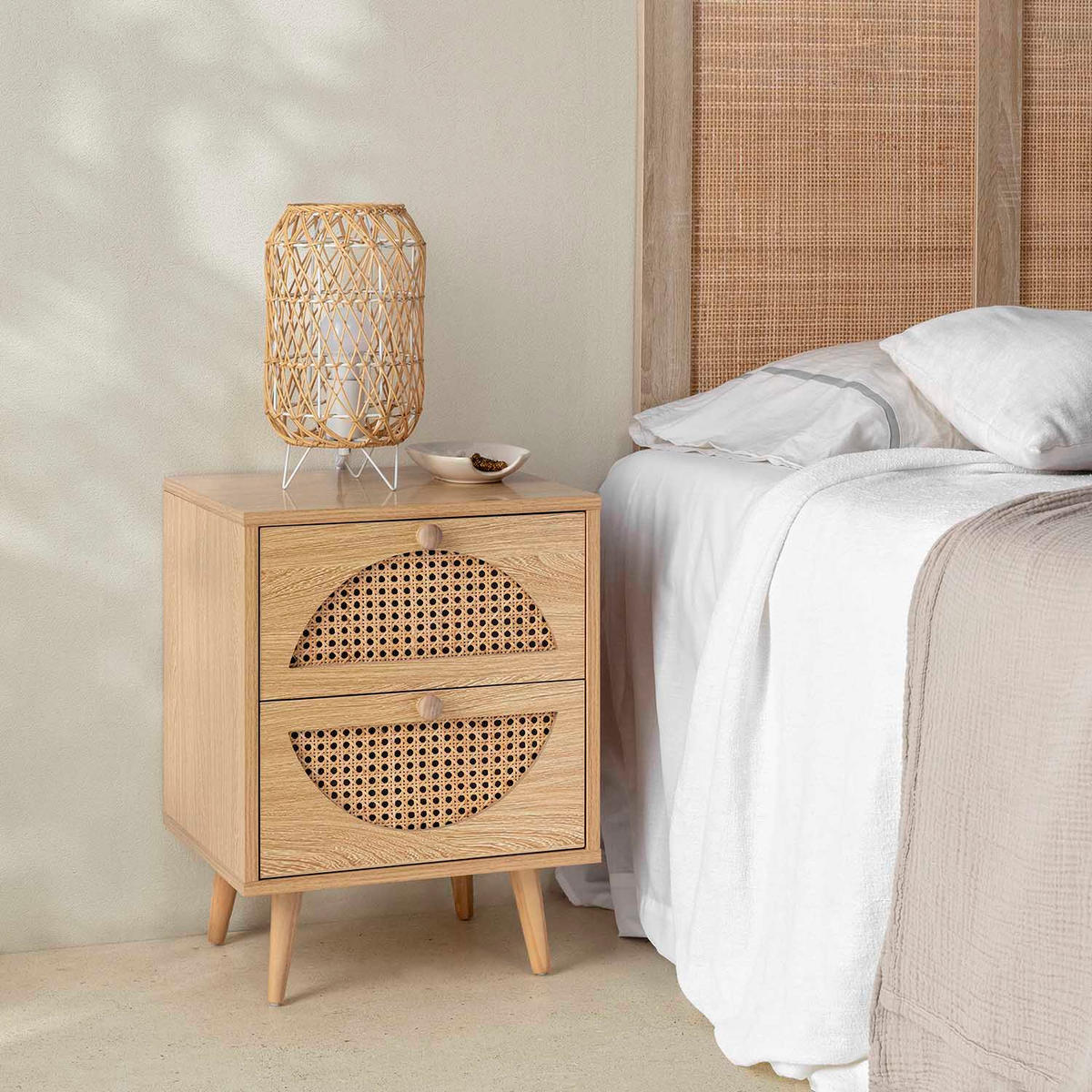 NACHTTISCH Luna 2 Schubladen, eichefarben - Honigeiche, Holz/Holzwerkstoff (40/53/35cm) - VS Venta-stock