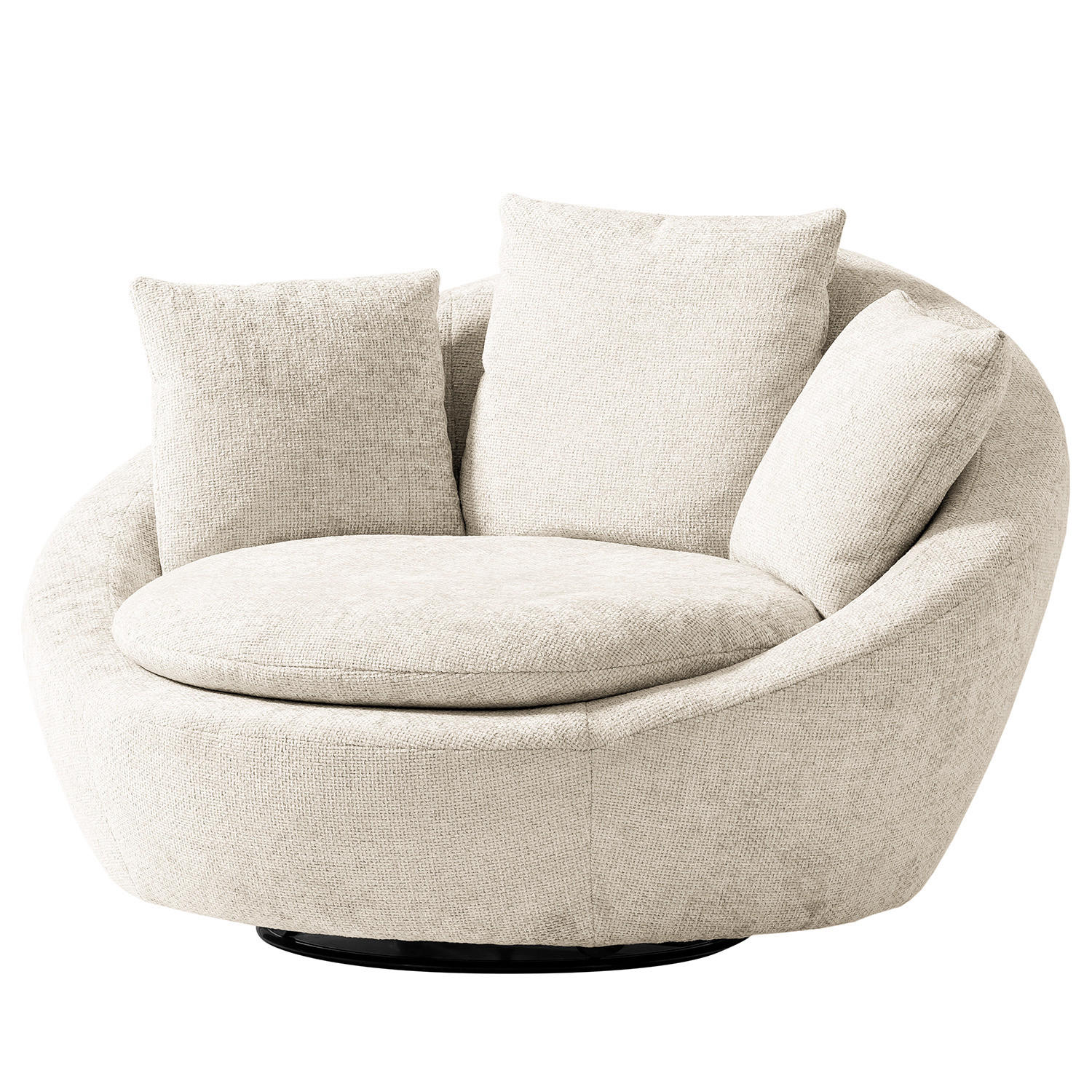 DREHSESSEL - Webstoff - Beige/Schwarz, Textil/Metall (133/80/112cm) - home24
