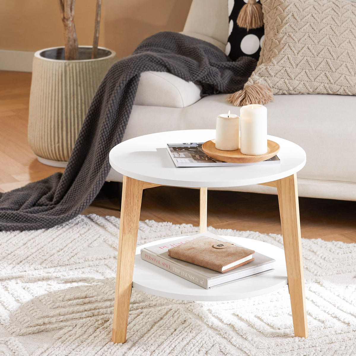 COUCHTISCH 2er Set Weiß - Weiß, Holzwerkstoff (46/50/45cm) - SoBuy